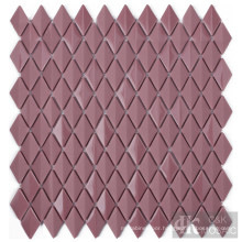 Purplish Red Bathroom Diamond Glass Mosaic Tile Sheet